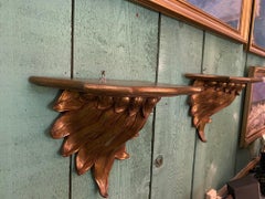 Paire d'étagères décoratives murales dorées Antique LA CA