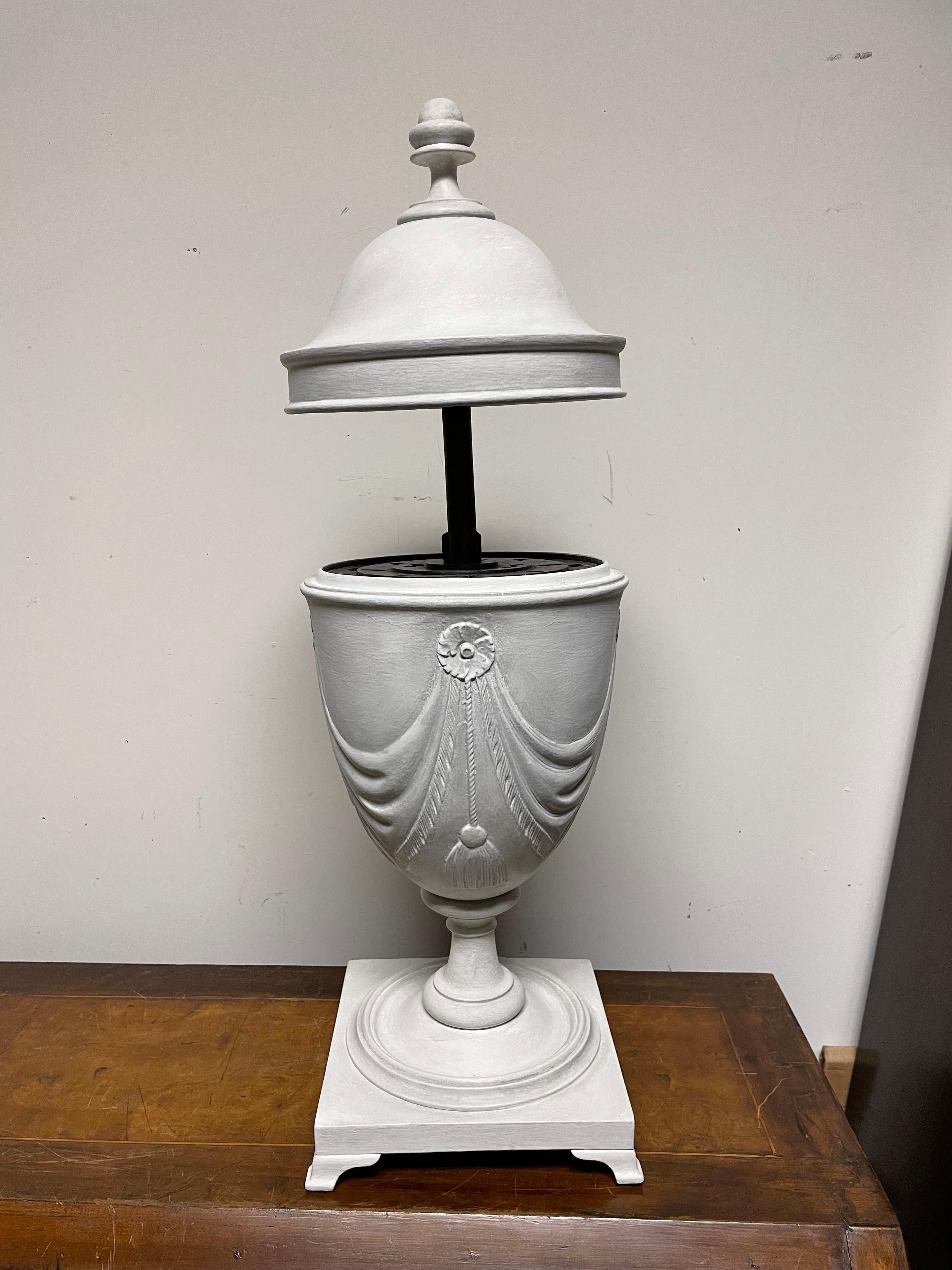 Pair Neoclassical Style Gray Painted Mahogany Urns  For Sale 3