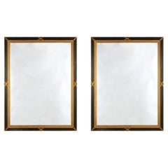 Vintage Pair Neoclassical Style Painted and Gilt Wall Mirrors, Mid 20th Century
