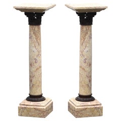 Pair Neoclassical Style Patinated-bronze-mounted Siena Marble Column Pedestals