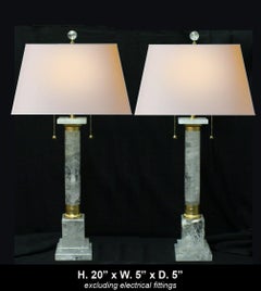 Pair of Neoclassical Style Rock Crystal and Ormolu Lamps