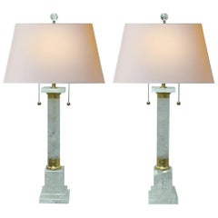 Used Pair of Neoclassical Style Rock Crystal and Ormolu Lamps