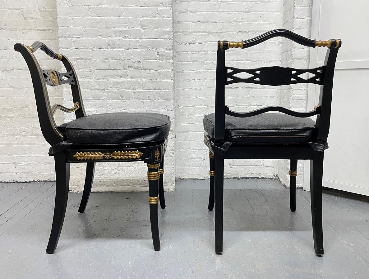 Painted Pair Neoclassical Style Side Chairs For Sale