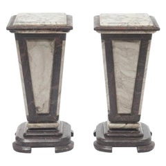 Pair Neoclassical Style Variegated Marble Pedestals