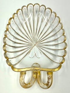 Pair Neoclassical Venetian Glass Scallop Form Parcel Gilt Caviar Dishes
