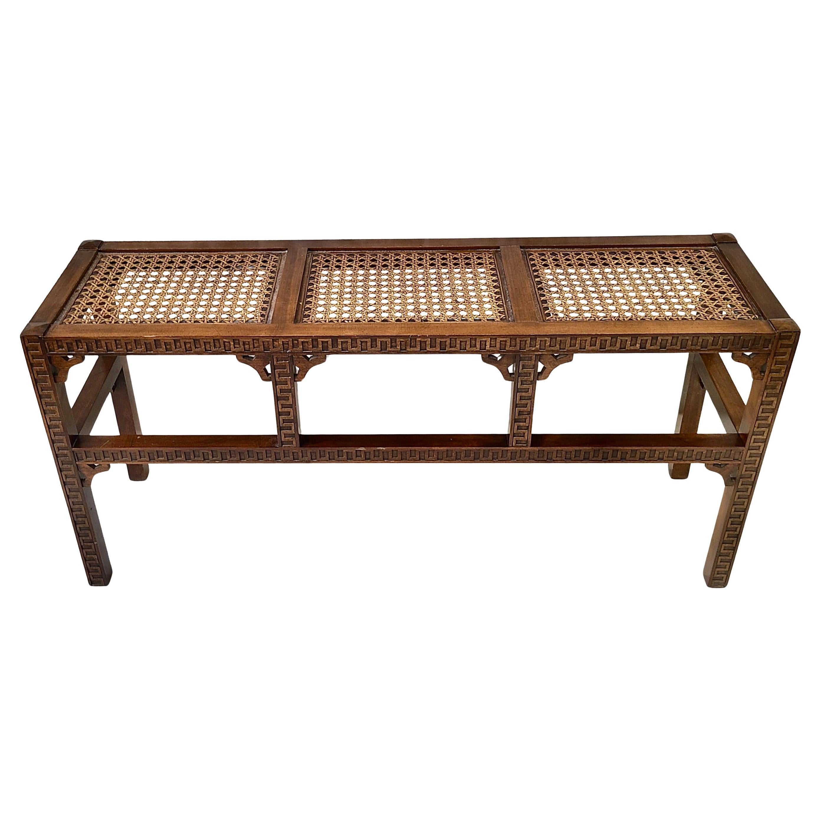 Pair Nesting Stools and Console Tables Neo Classical Greek Key Pattern with Cane For Sale 1