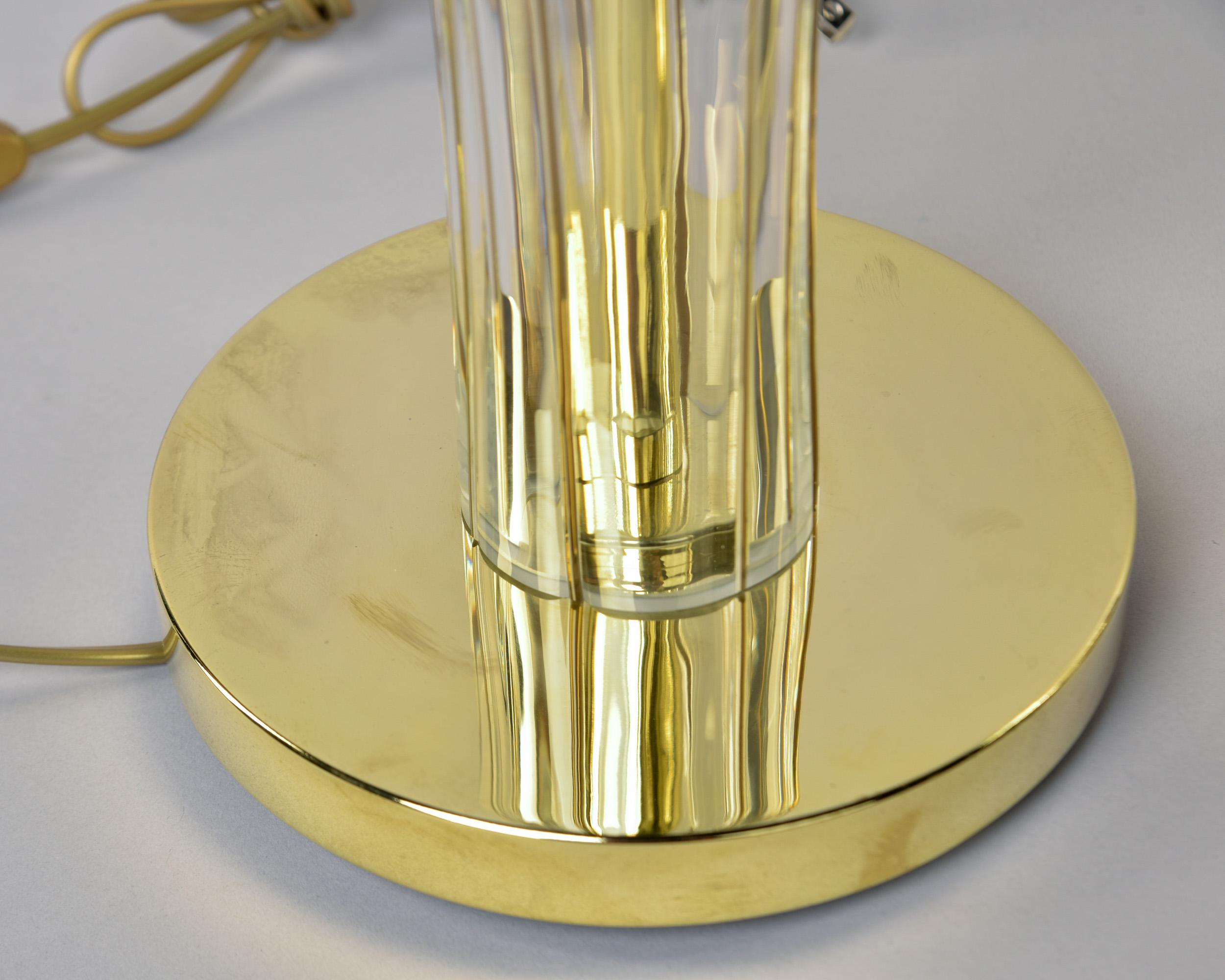 Pair New Clear Glass Italian Lamps with Brass Fittings in vendita 4
