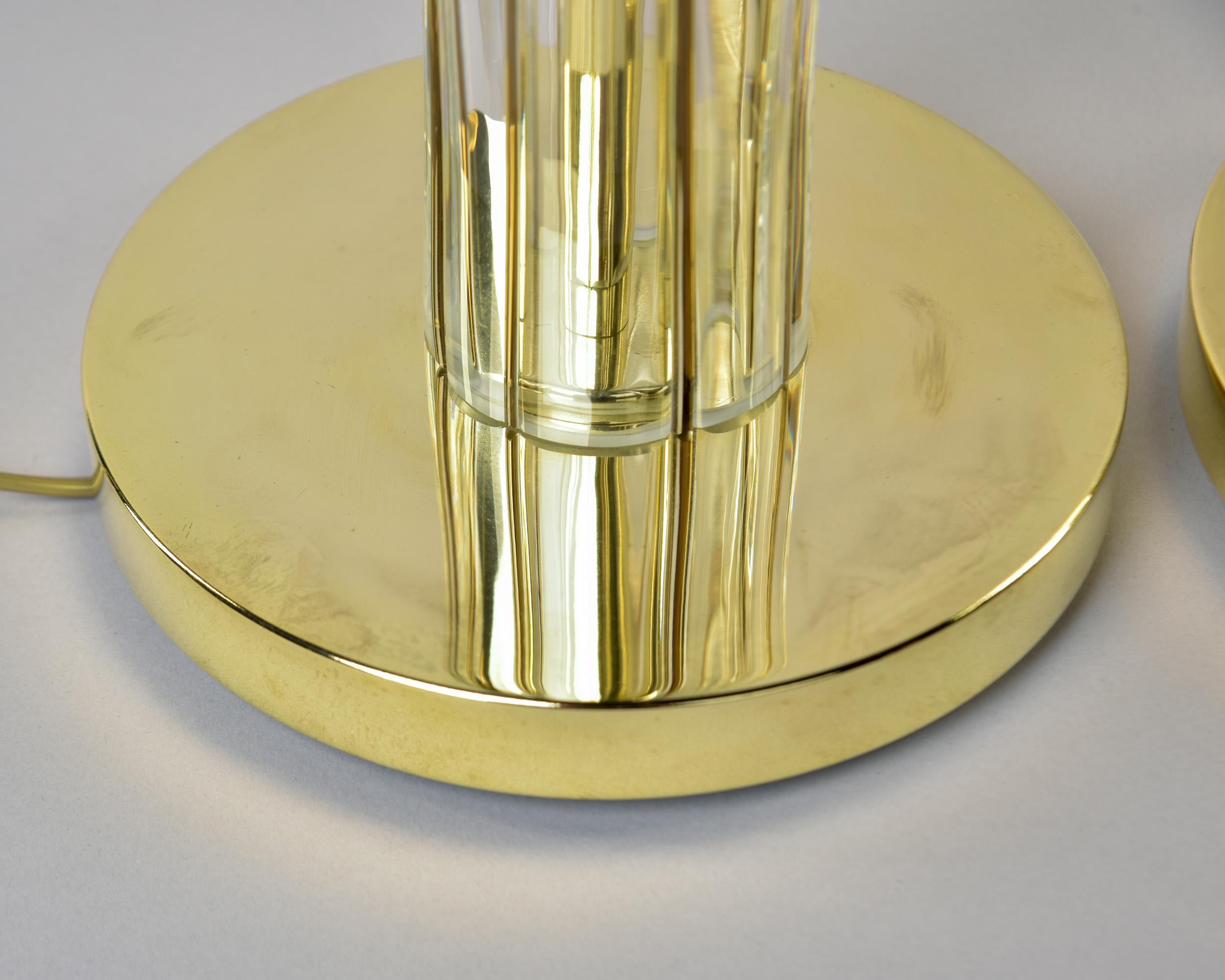 Pair New Clear Glass Italian Lamps with Brass Fittings in vendita 6