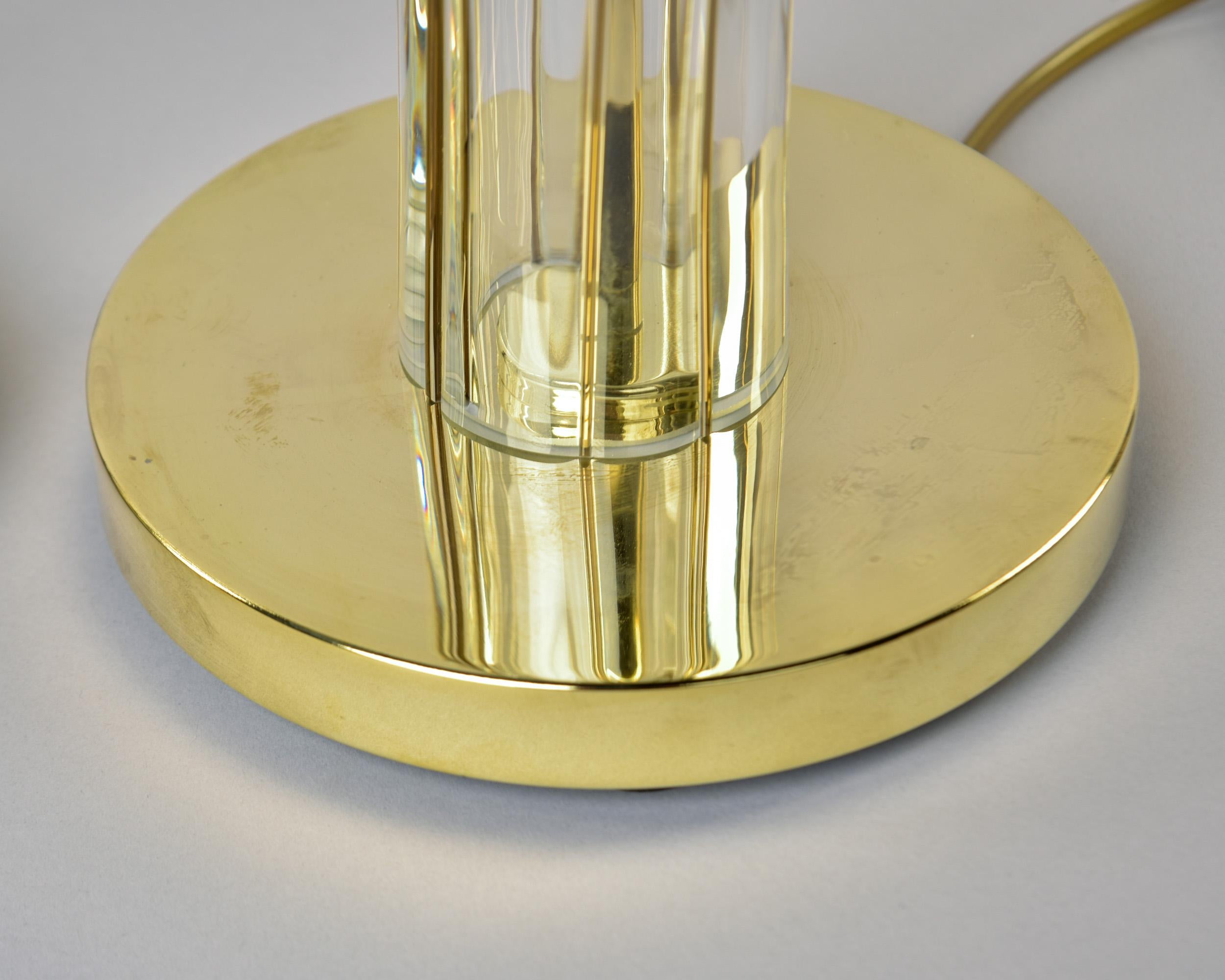 Pair New Clear Glass Italian Lamps with Brass Fittings in vendita 7