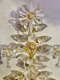 Paire d'appliques à 2 lumières, style Maison Bagues, en métal doré et cristal de roche