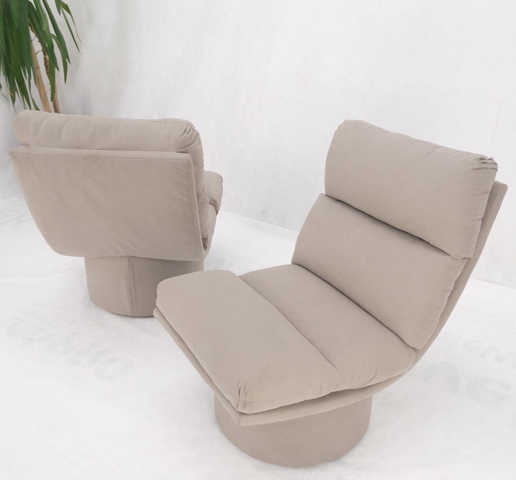 Pair New Light Coffee to Grey Alcantera Upholstery Scoop Lounge Chairs SHARP! For Sale 3