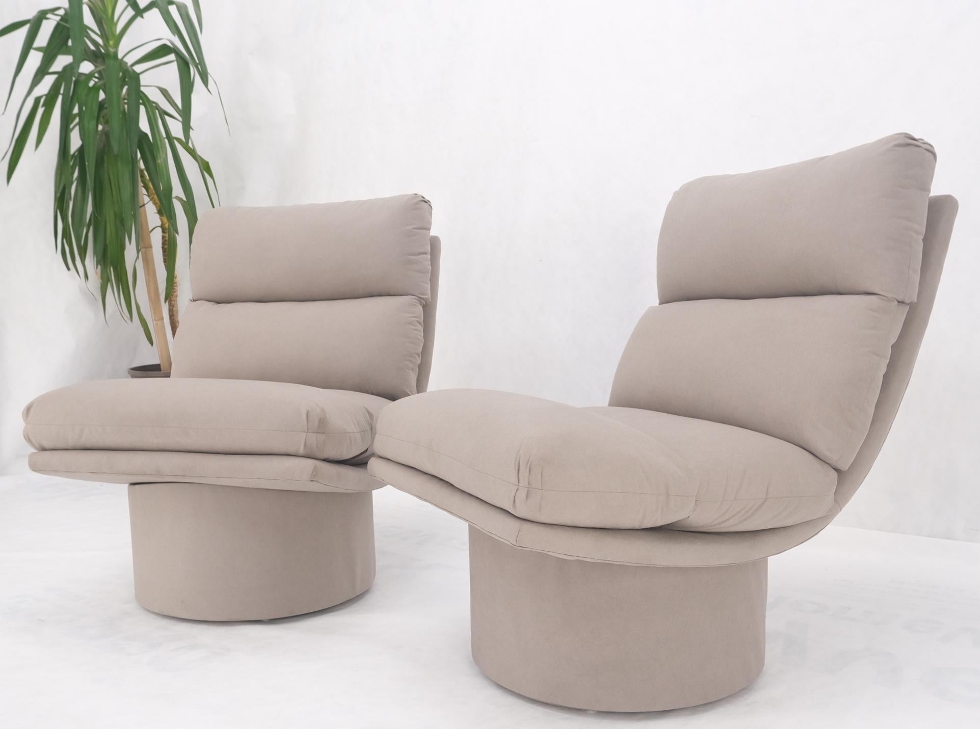 Pair New Light Coffee to Grey Alcantera Upholstery Scoop Lounge Chairs SHARP! For Sale 7