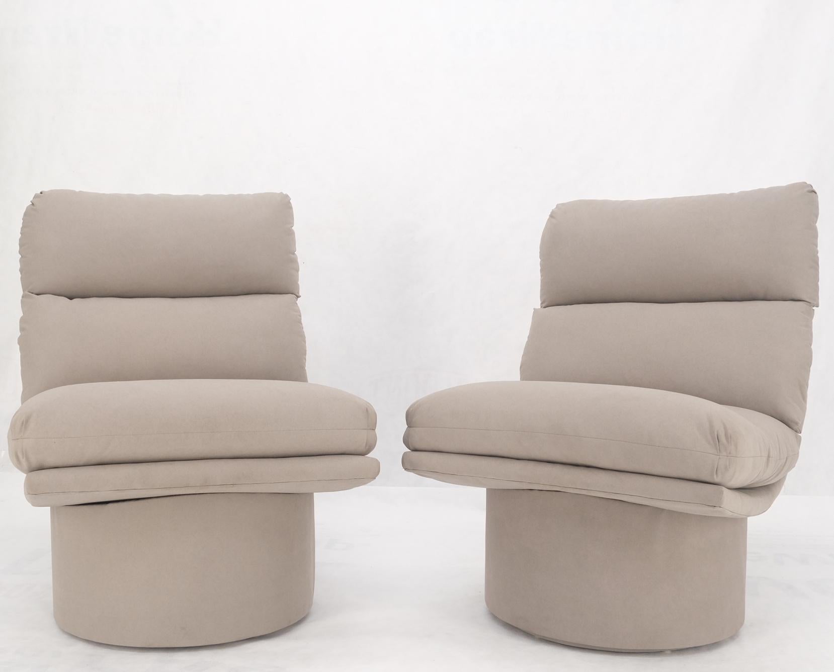 Pair New Light Coffee to Grey Alcantera Upholstery Scoop Lounge Chairs SHARP! For Sale 9