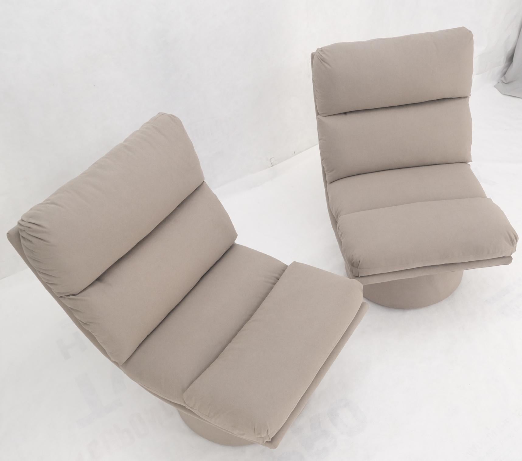 Pair New Light Coffee to Grey Alcantera Upholstery Scoop Lounge Chairs SHARP! For Sale 10