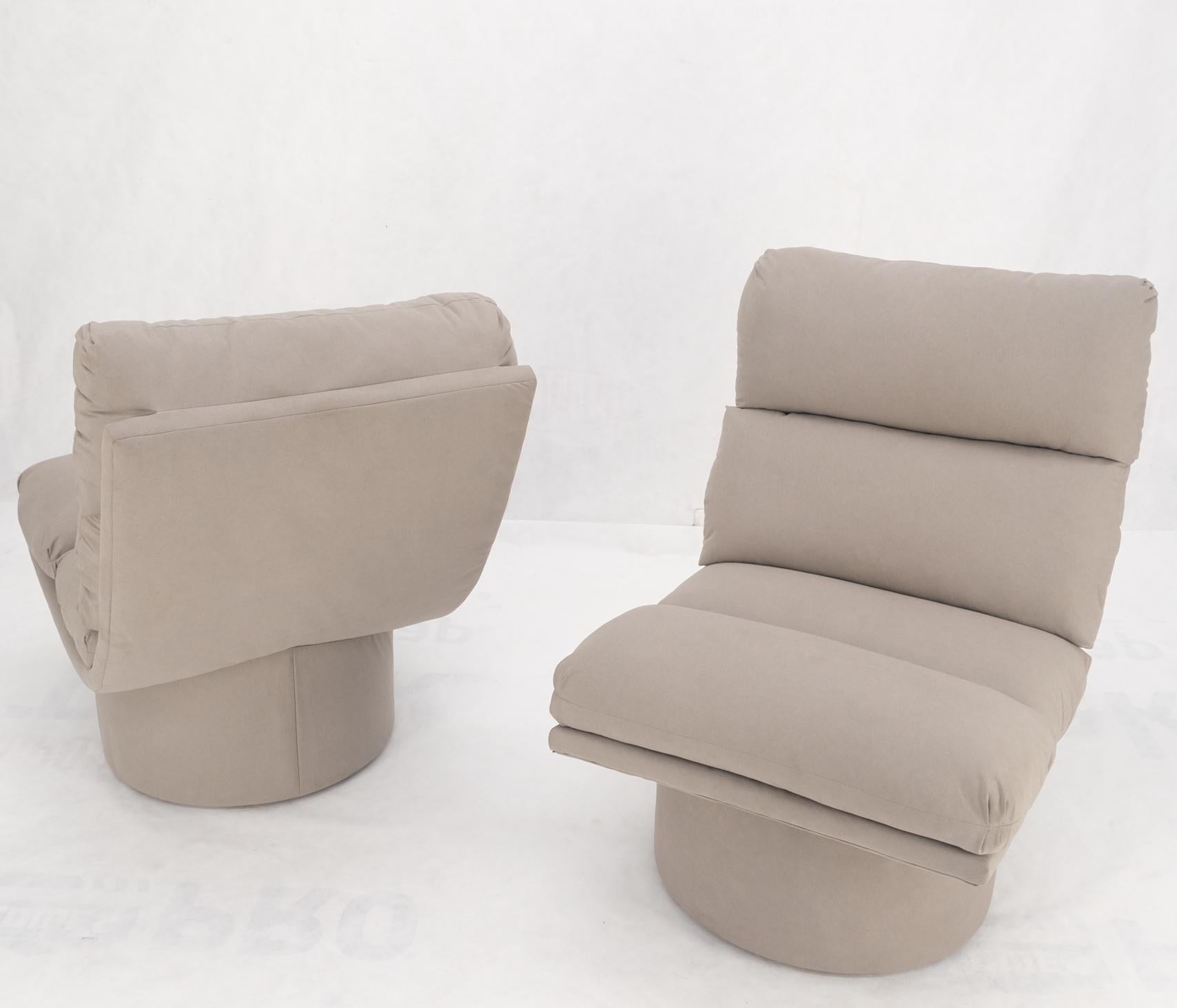 Pair new light coffee to grey Alcantera Upholstery scoop lounge chairs SHARP!.