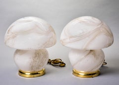 Pair New Murano All Glass Mushroom Lamps