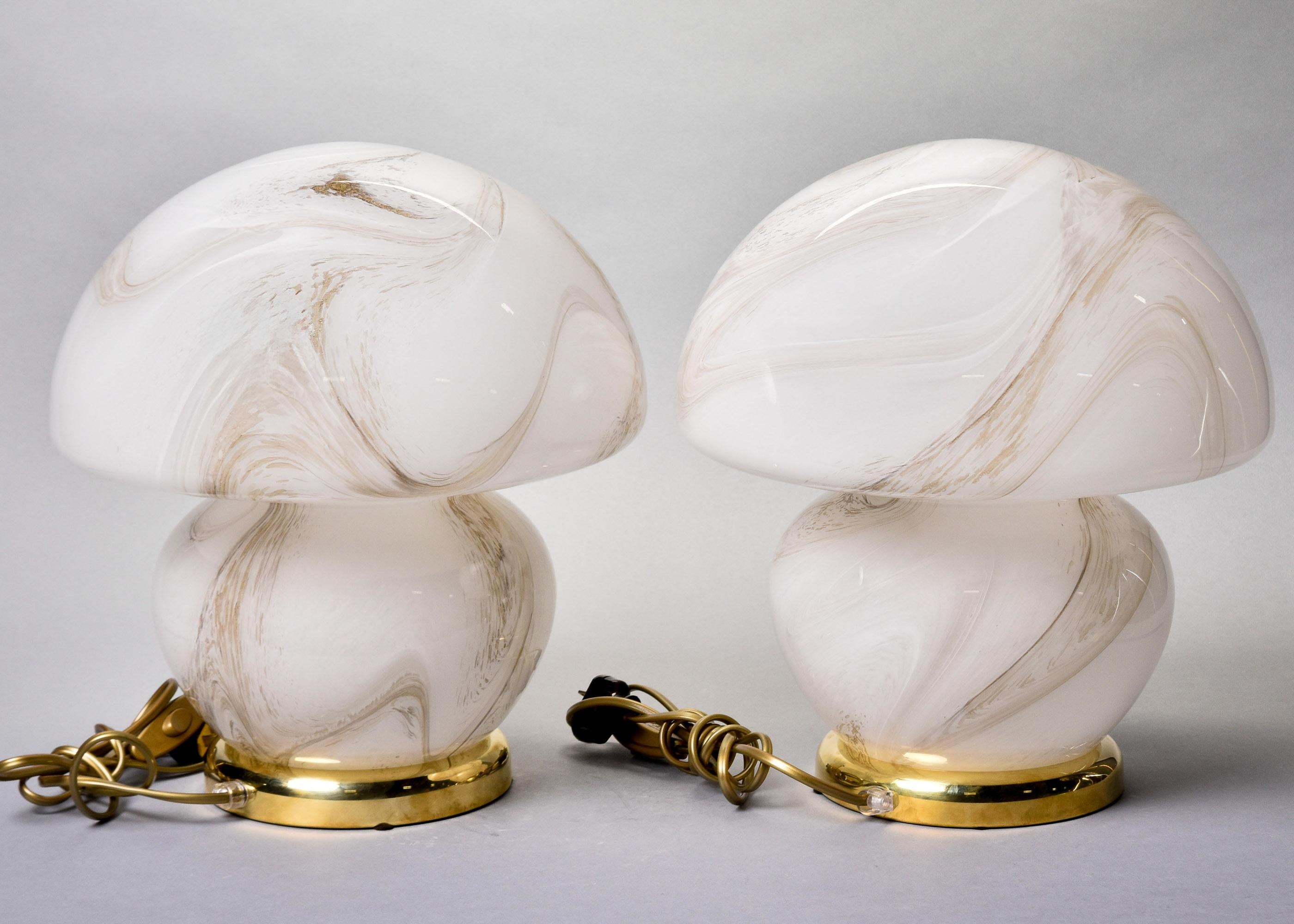 Paire de lampes champignons en verre Murano, neuves Neuf - En vente à Troy, MI