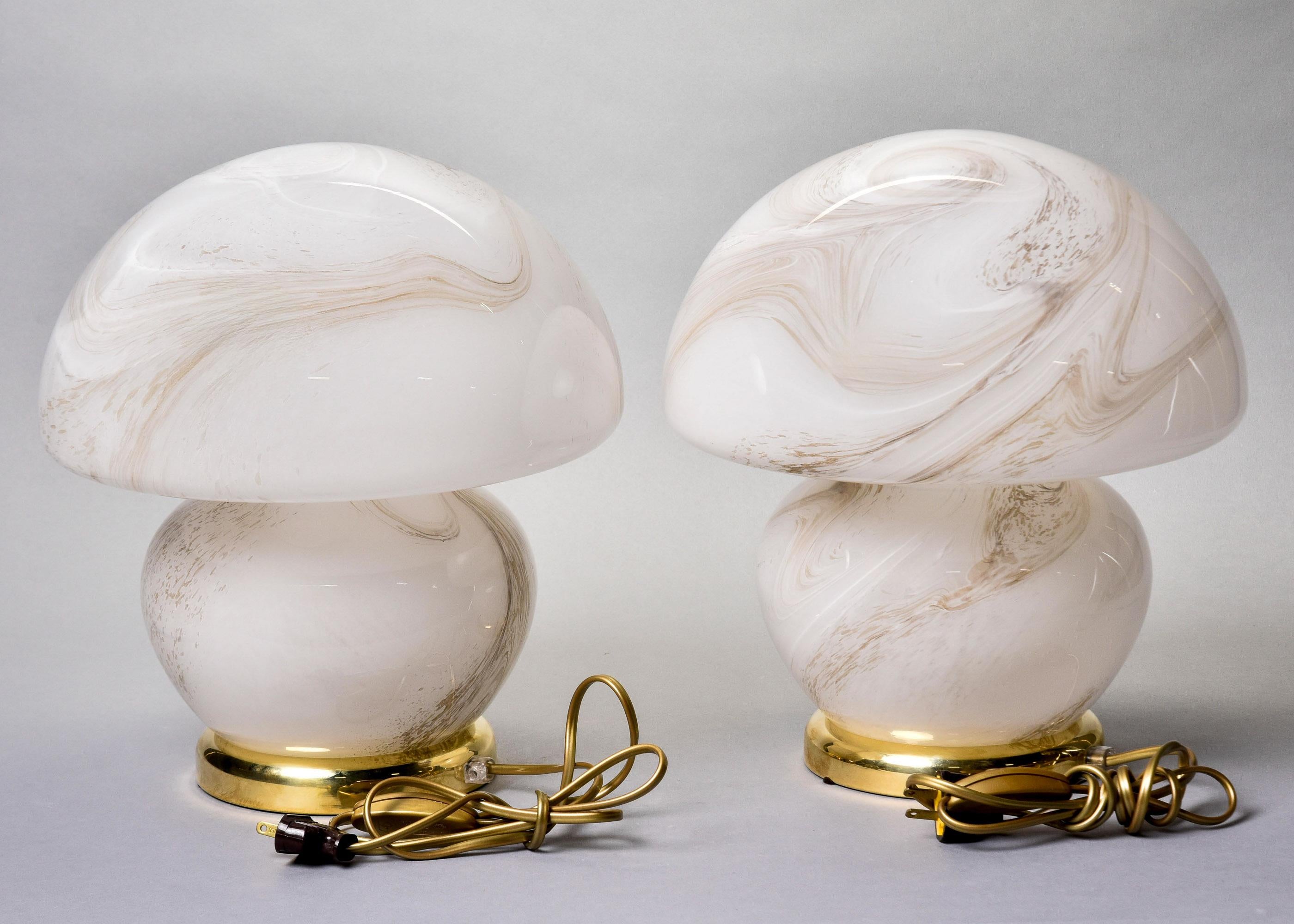 Paire de lampes champignons en verre Murano, neuves en vente 2