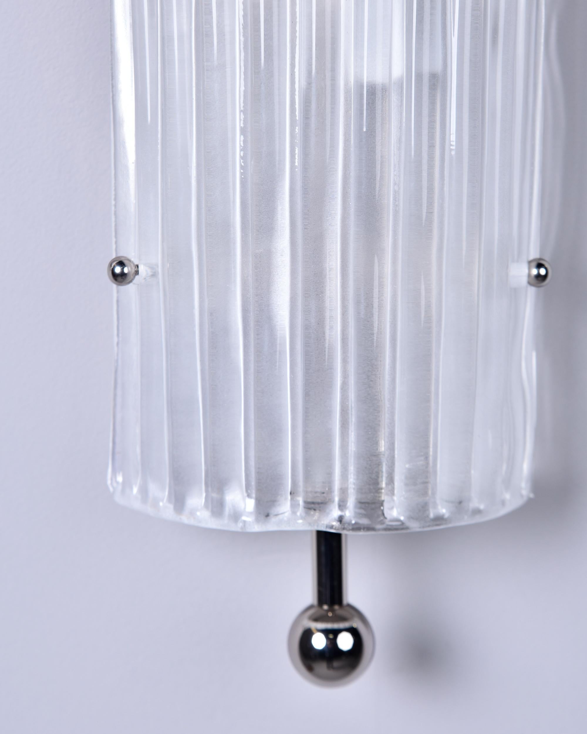 Pair New Murano Glass Wall Lights with Nickel Fittings In New Condition For Sale In Troy, MI