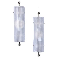 Pair New Murano Glass Wall Lights with Nickel Fittings