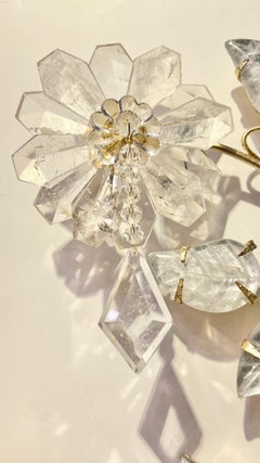 Pair New Rock Crystal Gilt Metal 2-Light Sconces in French Maison Bagues Style