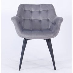 Pair New Spanish Armchair Gray Velvet Upholstery