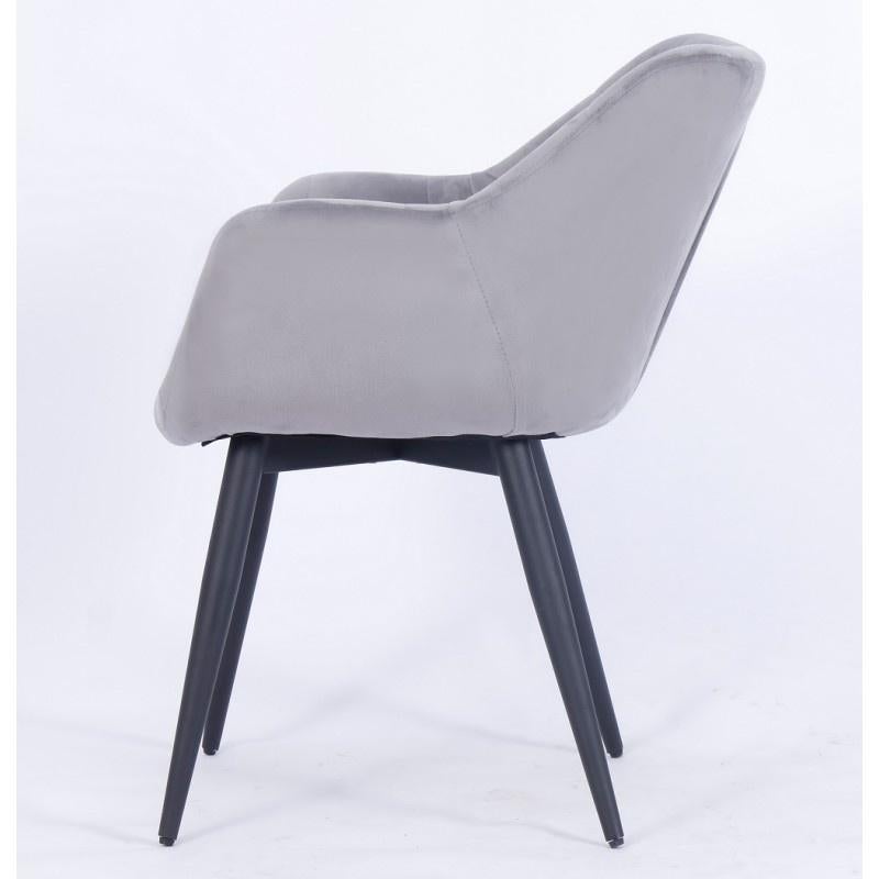 Modern Pair New Spanish Armchair Gray Velvet Upholstery