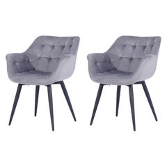 Paire de fauteuils espagnols neufs tapisserie velours gris