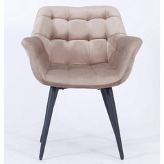 Pair New Spanish Armchair Grey Velvet Upholstery