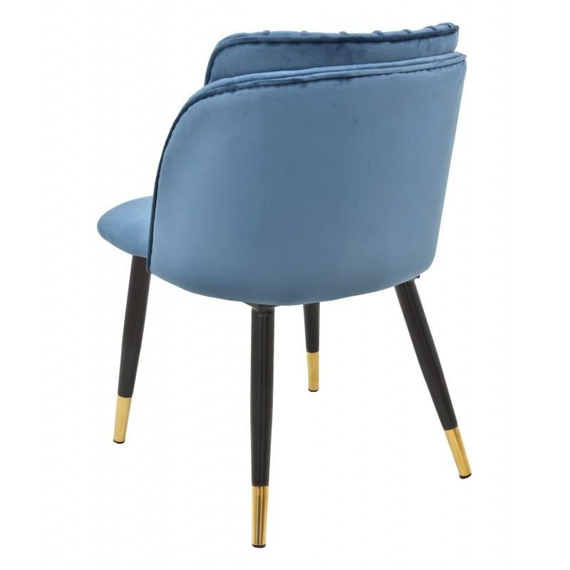 Hand-Crafted Pair New Spanish Chair, Metal, Blue Velvet Upholstery For Sale