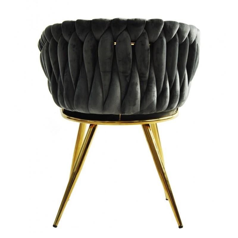Pair New Spanish Chair Metal Dark Grey Velvet Upholstery In New Condition For Sale In Madrid, ES