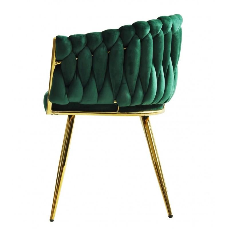 Pair New Spanish Chair, Metal, Green Velvet Upholstery In New Condition For Sale In Madrid, ES