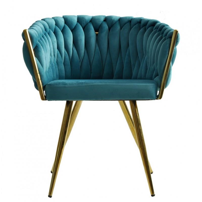 Hand-Crafted Pair New Spanish Chair Metal Turquoise Velvet Upholstery For Sale