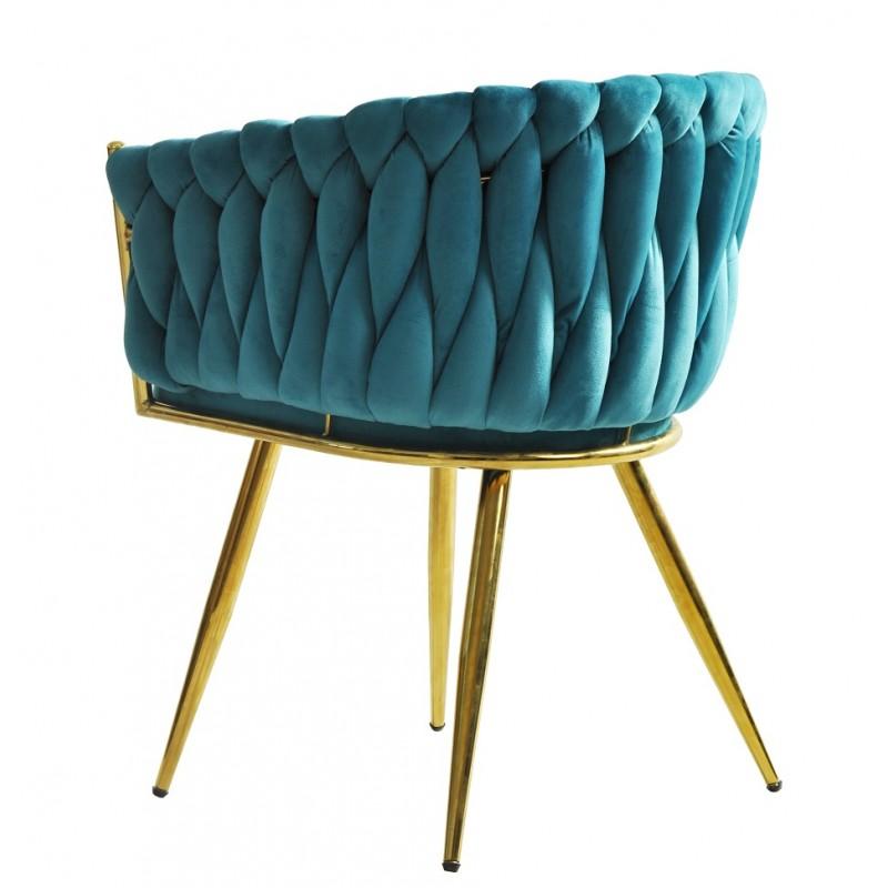Pair New Spanish Chair Metal Turquoise Velvet Upholstery In New Condition For Sale In Madrid, ES