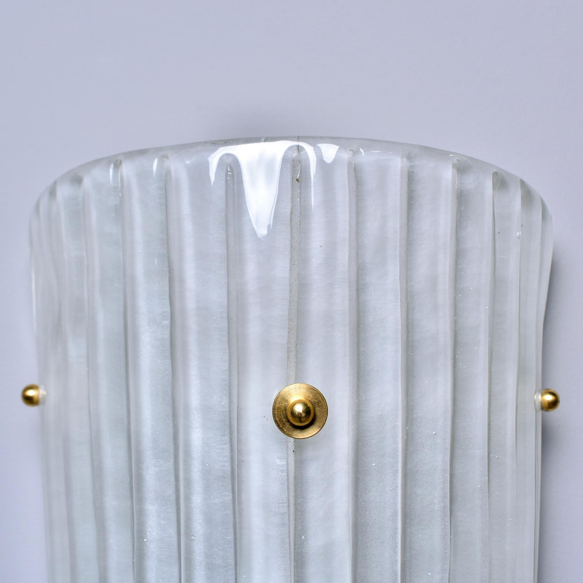 Mid-Century Modern Pair New Tall Slender Frosted White Murano Glass Sconces For Sale
