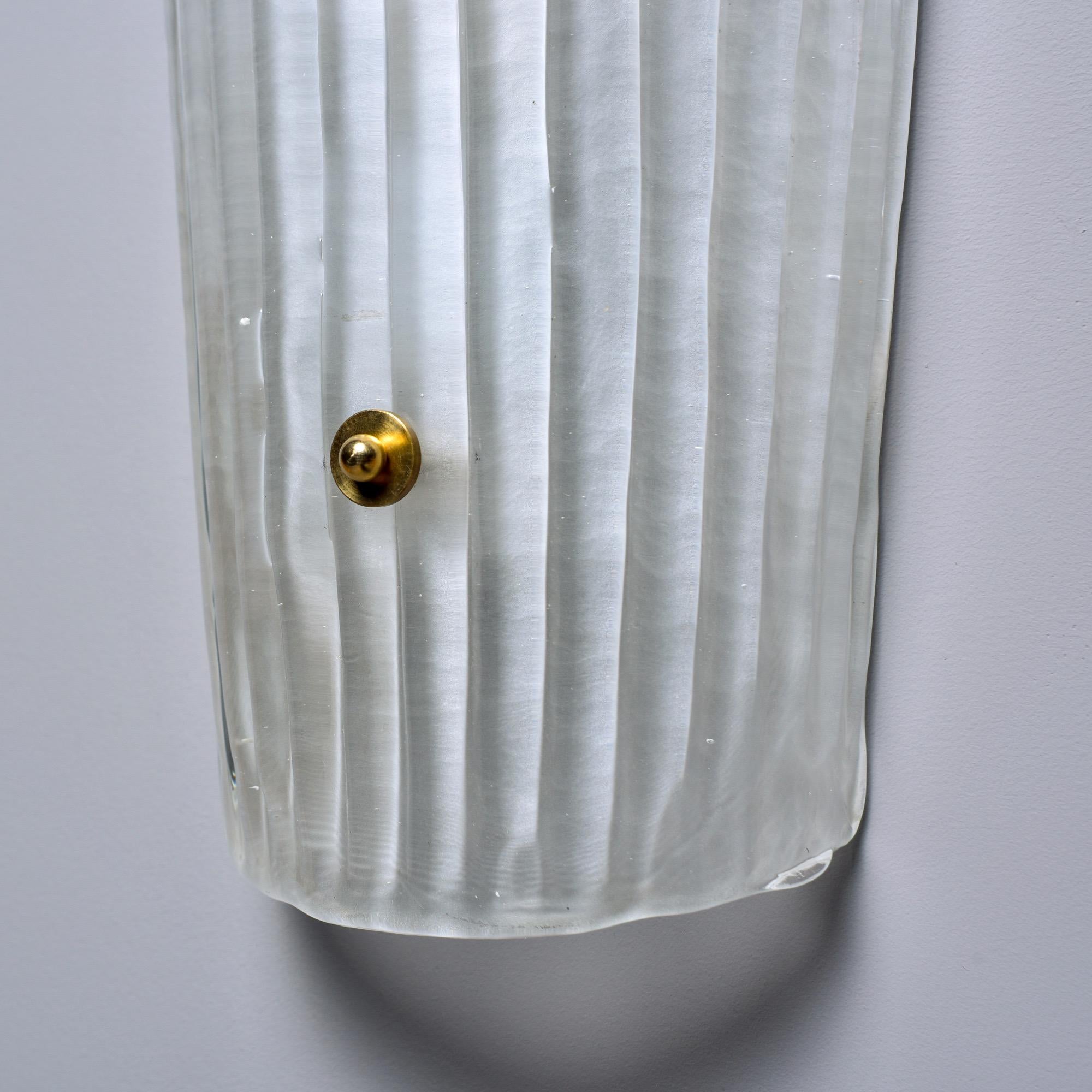 Pair New Tall Slender Frosted White Murano Glass Sconces In New Condition For Sale In Troy, MI