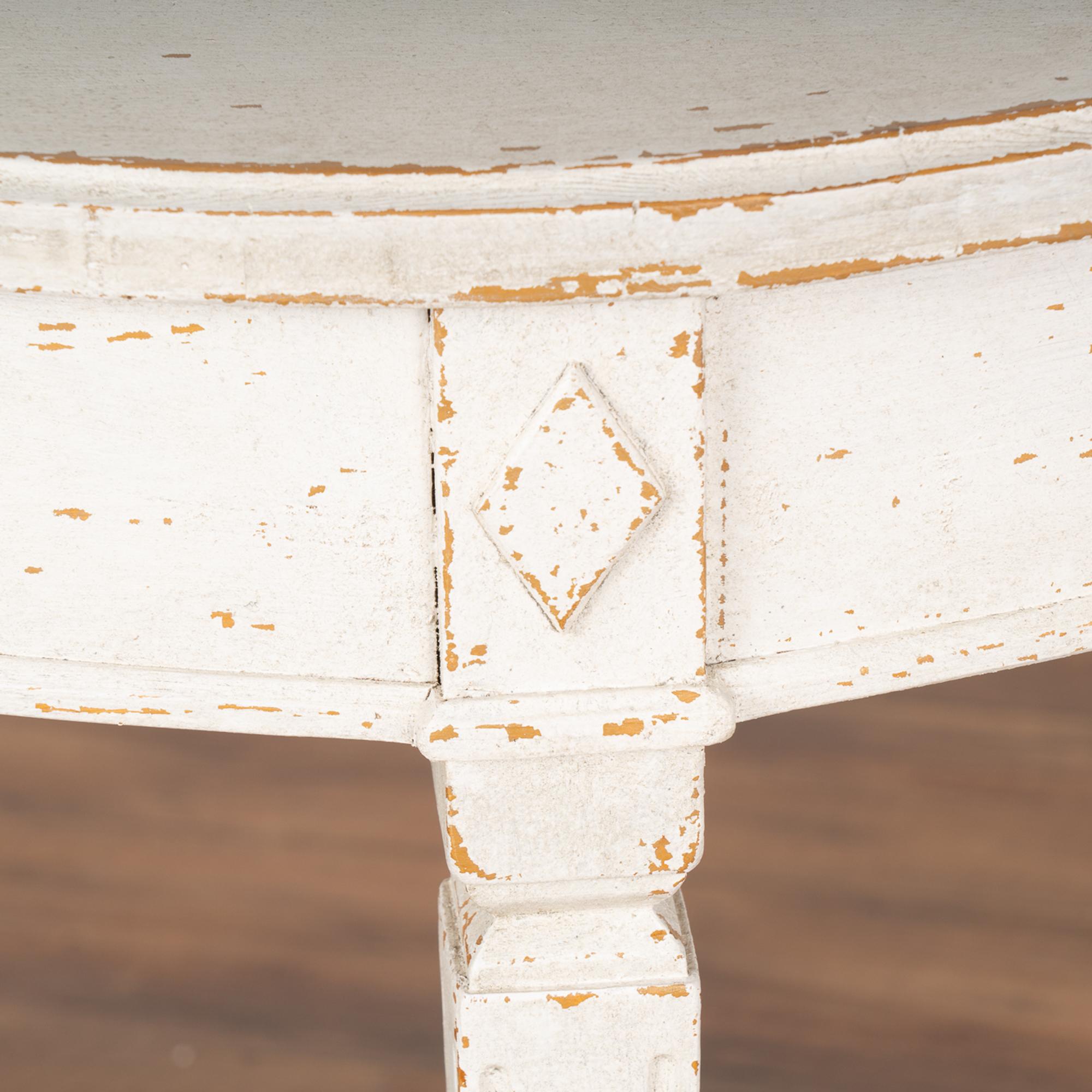 Pair, New White Painted Gustavian Demilune Side Tables from Sweden For Sale 3