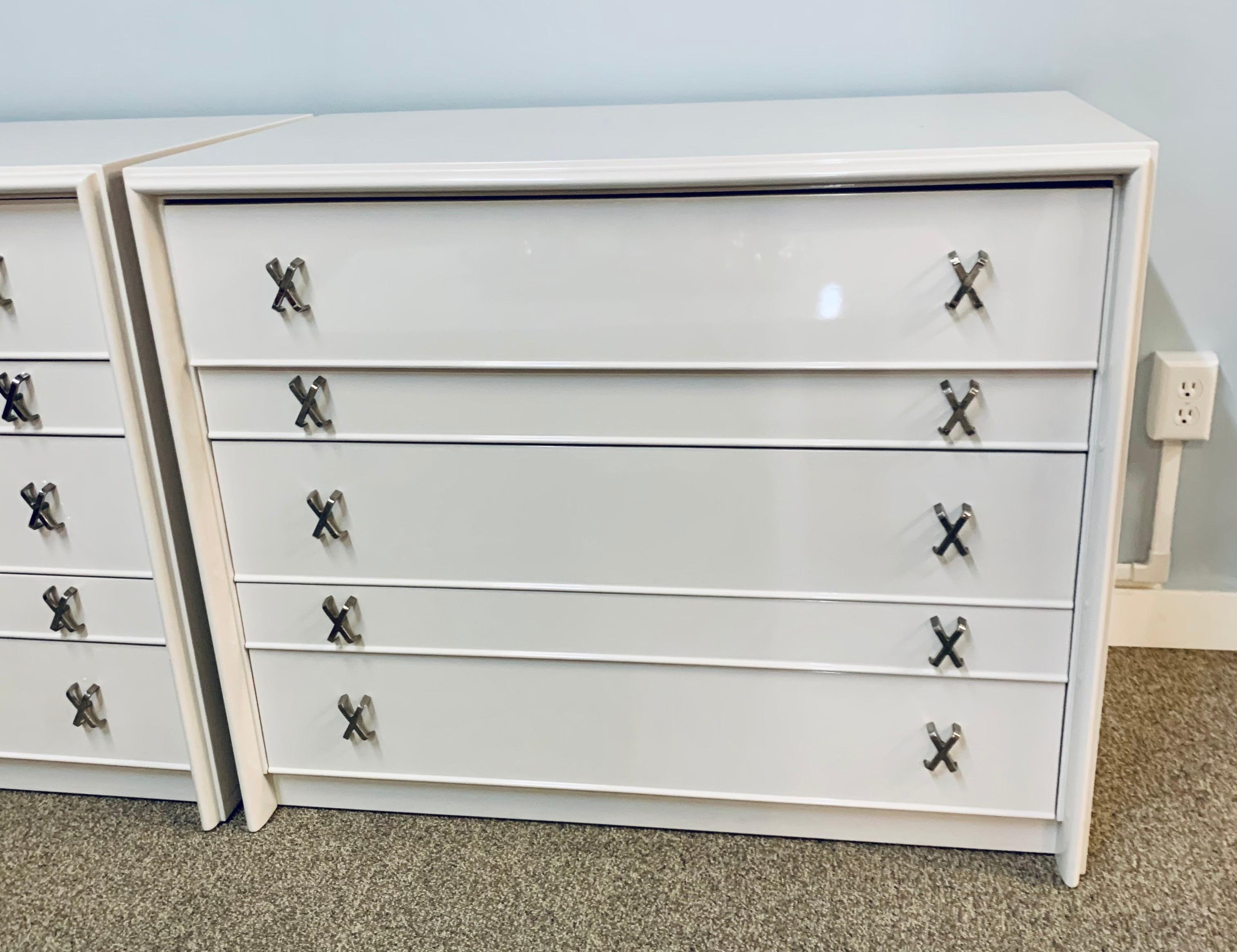 Pair of Newly Lacquered White Paul Frankl Dressers Chests of Drawers John Stuart 5