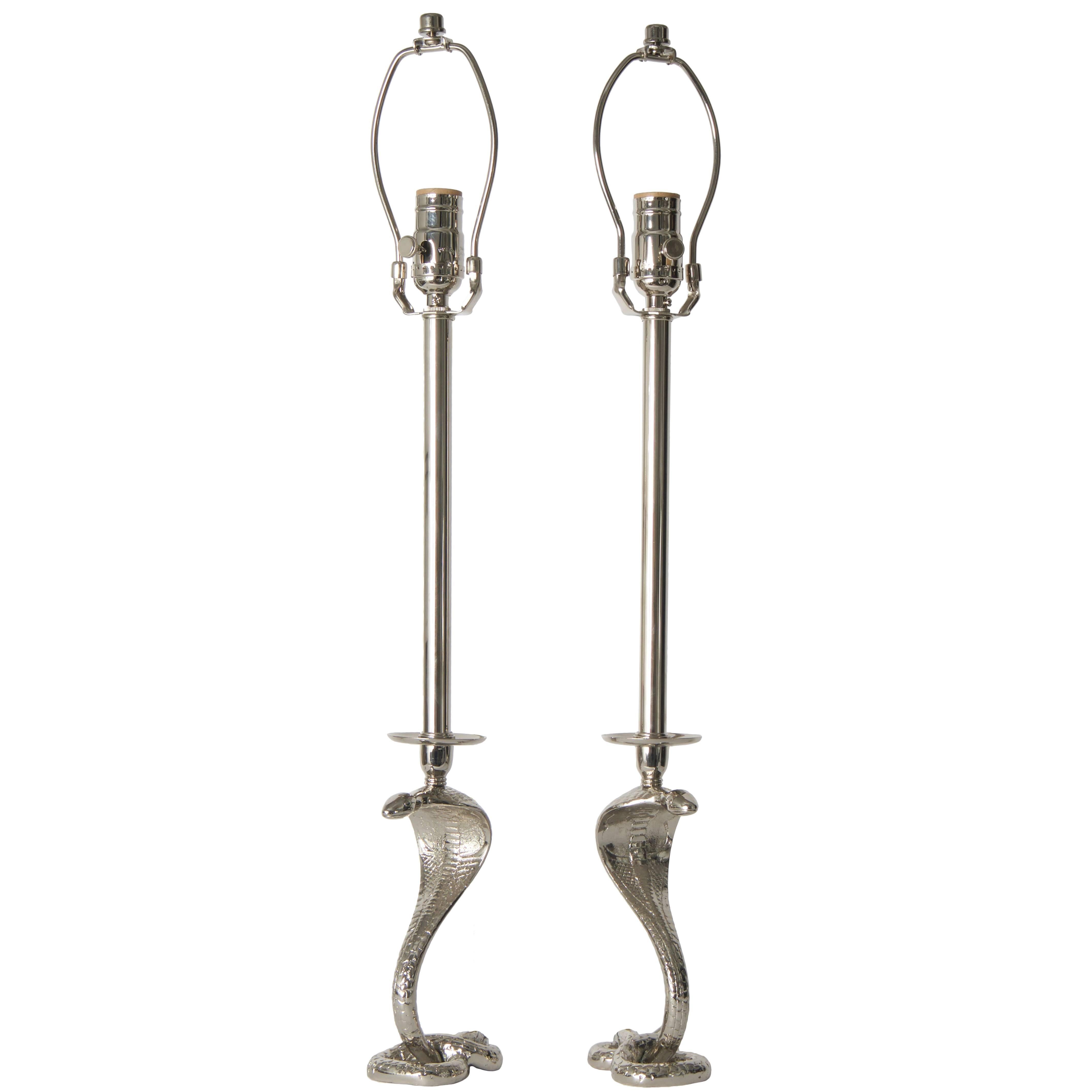 Pair Cobra Table Lamps  For Sale