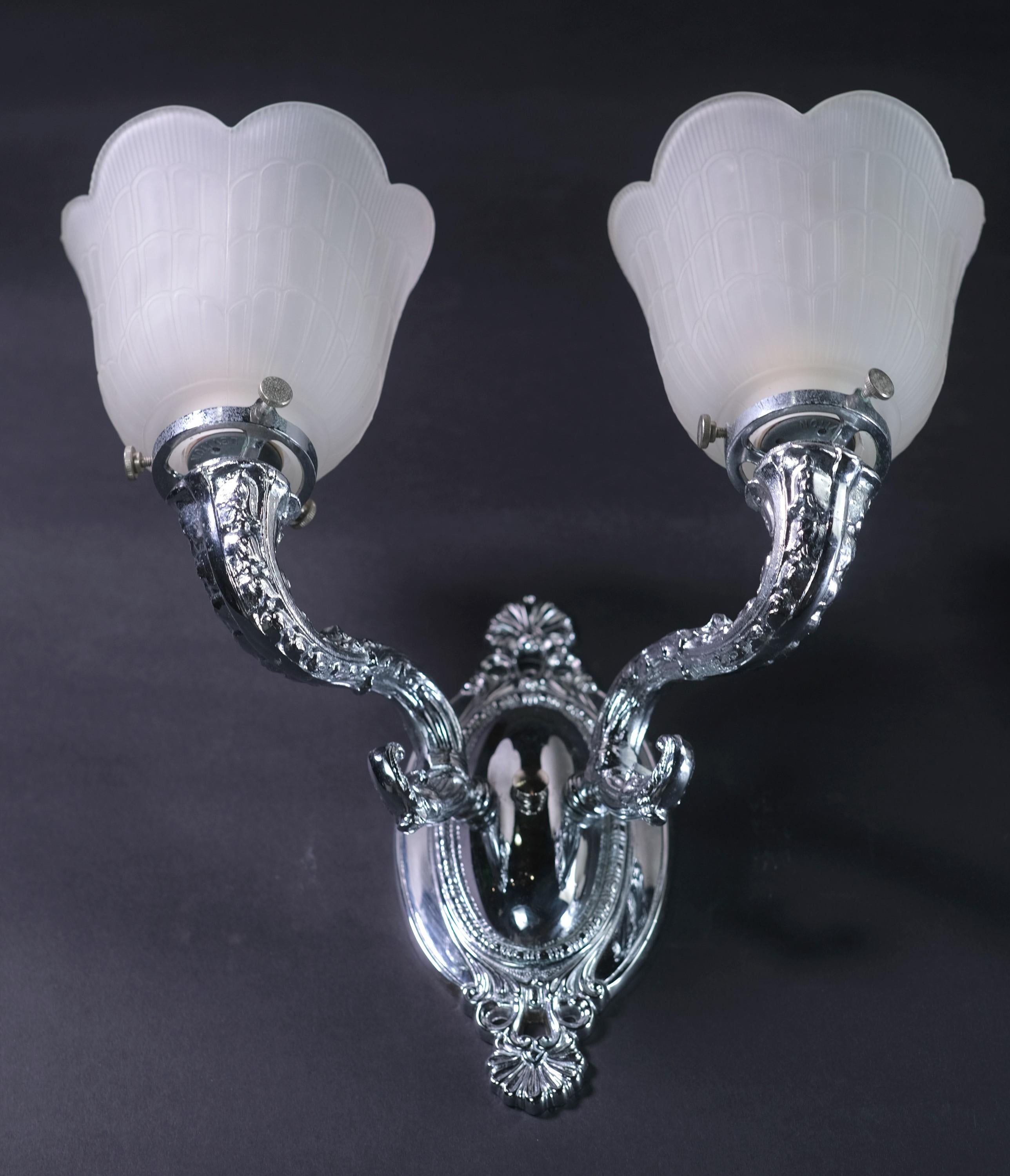 Pair Nickel Wall Sconce Plaza Hotel NYC Quantity Available For Sale 1
