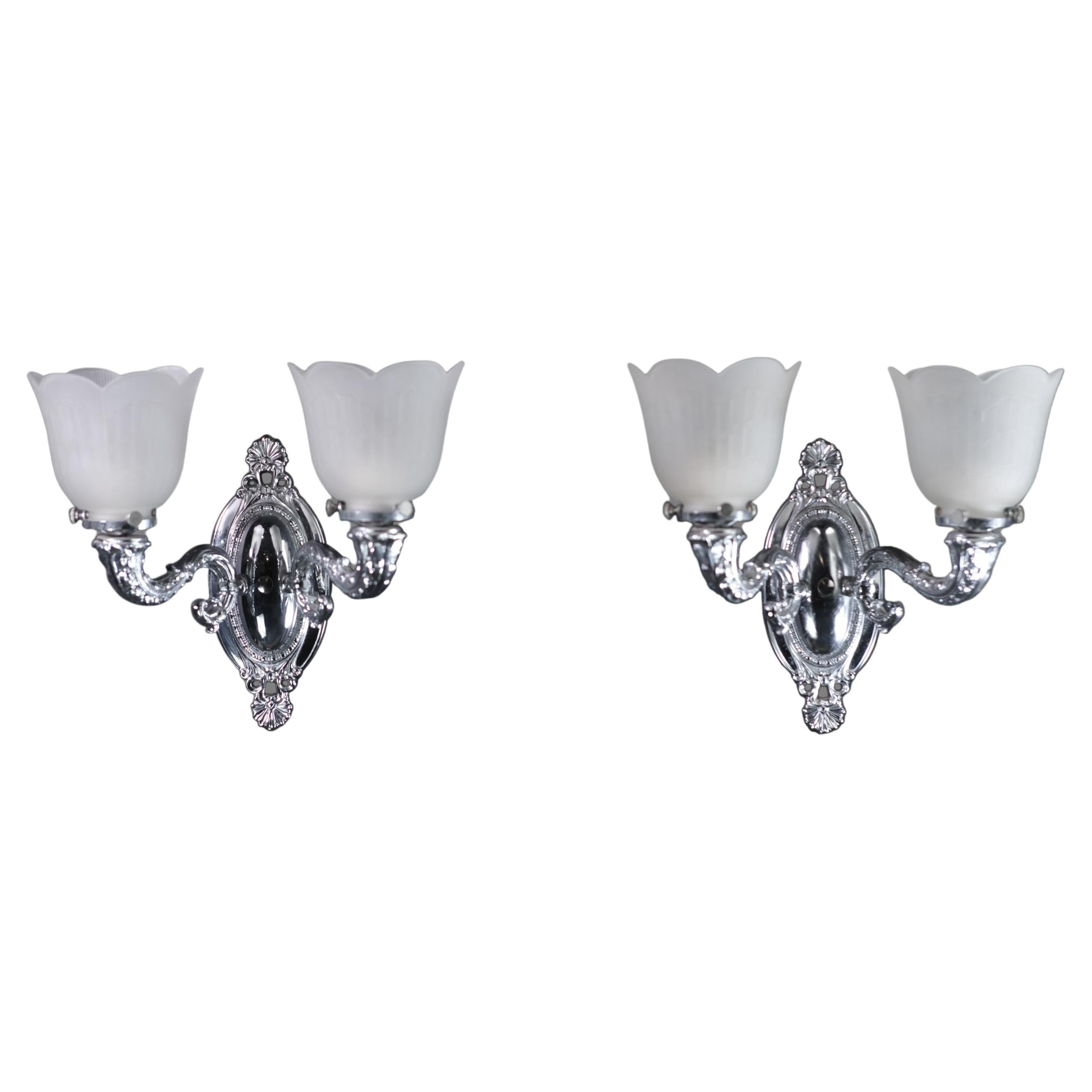 Pair Nickel Wall Sconce Plaza Hotel NYC Quantity Available For Sale