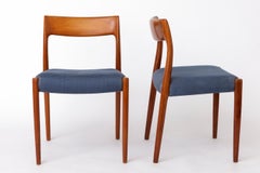 Pair Niels Møller Model 77 Teak Dining Chairs Danish Mid Century 1950s Vintage