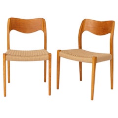 Paire de chaises Niels Moller, modèle 71 Oak, 1950s Vintage Danish