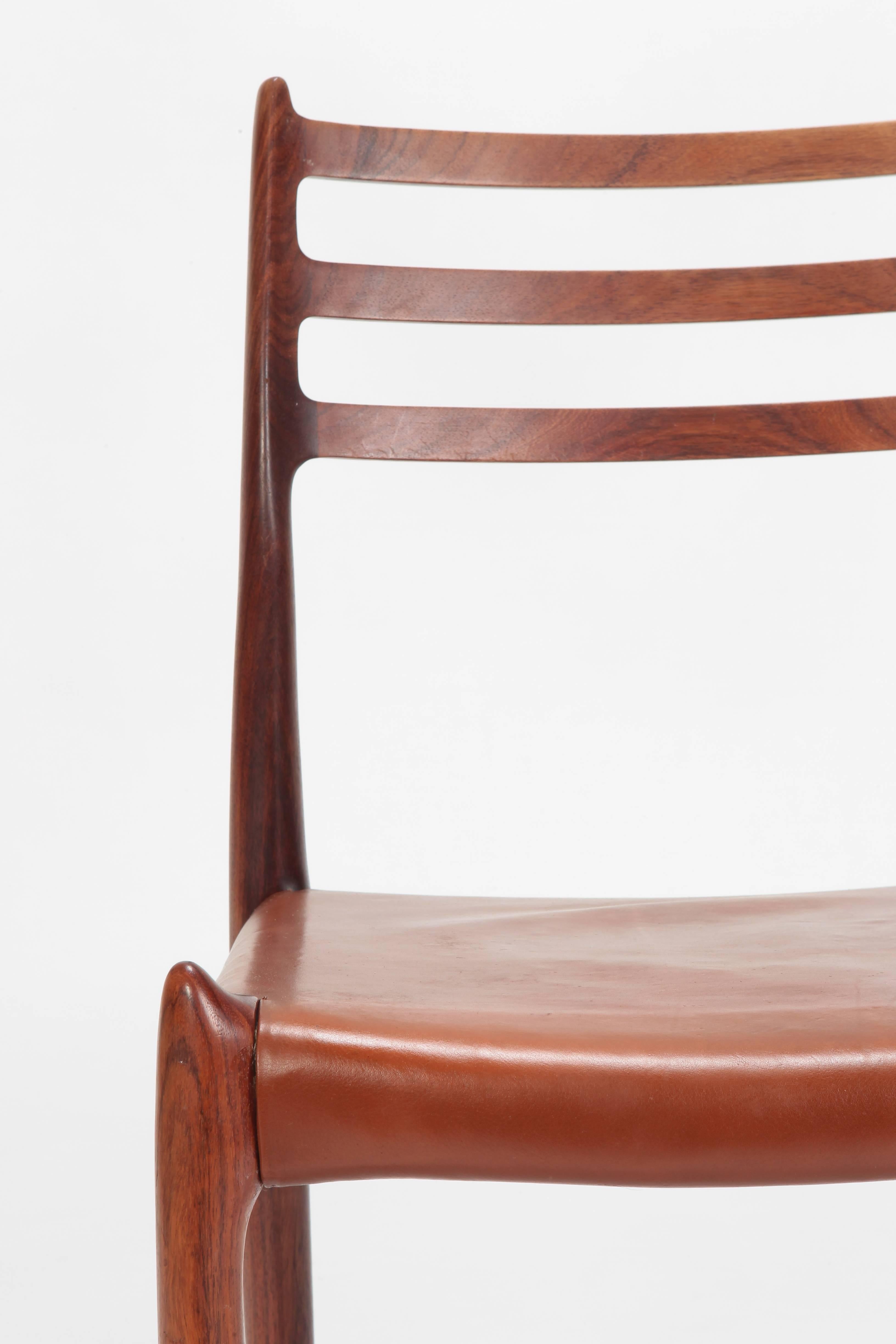 European Pair of Niels Moller Chairs Model 78 J.L. Moller, 1960s For Sale