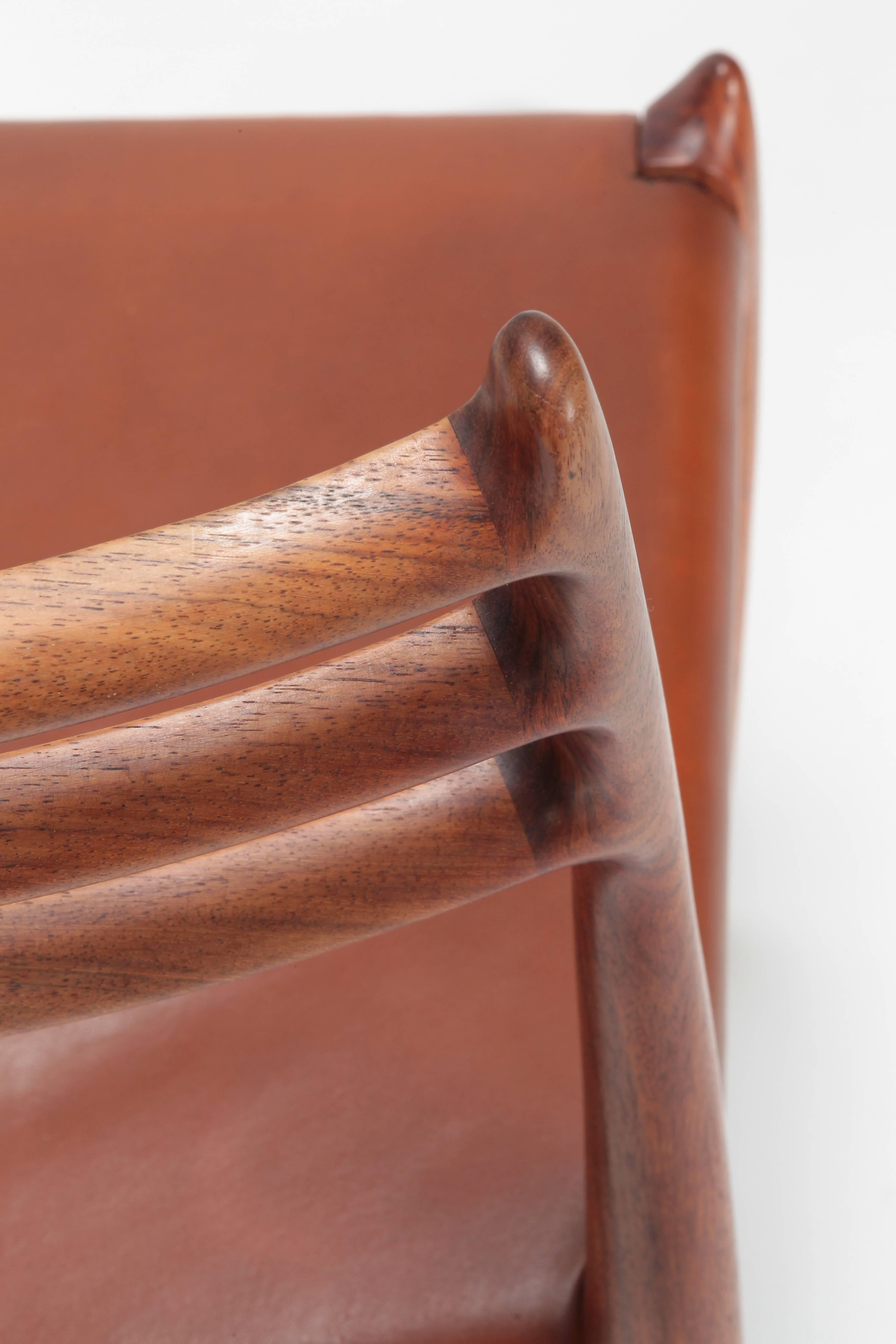 Leather Pair of Niels Moller Chairs Model 78 J.L. Moller, 1960s For Sale