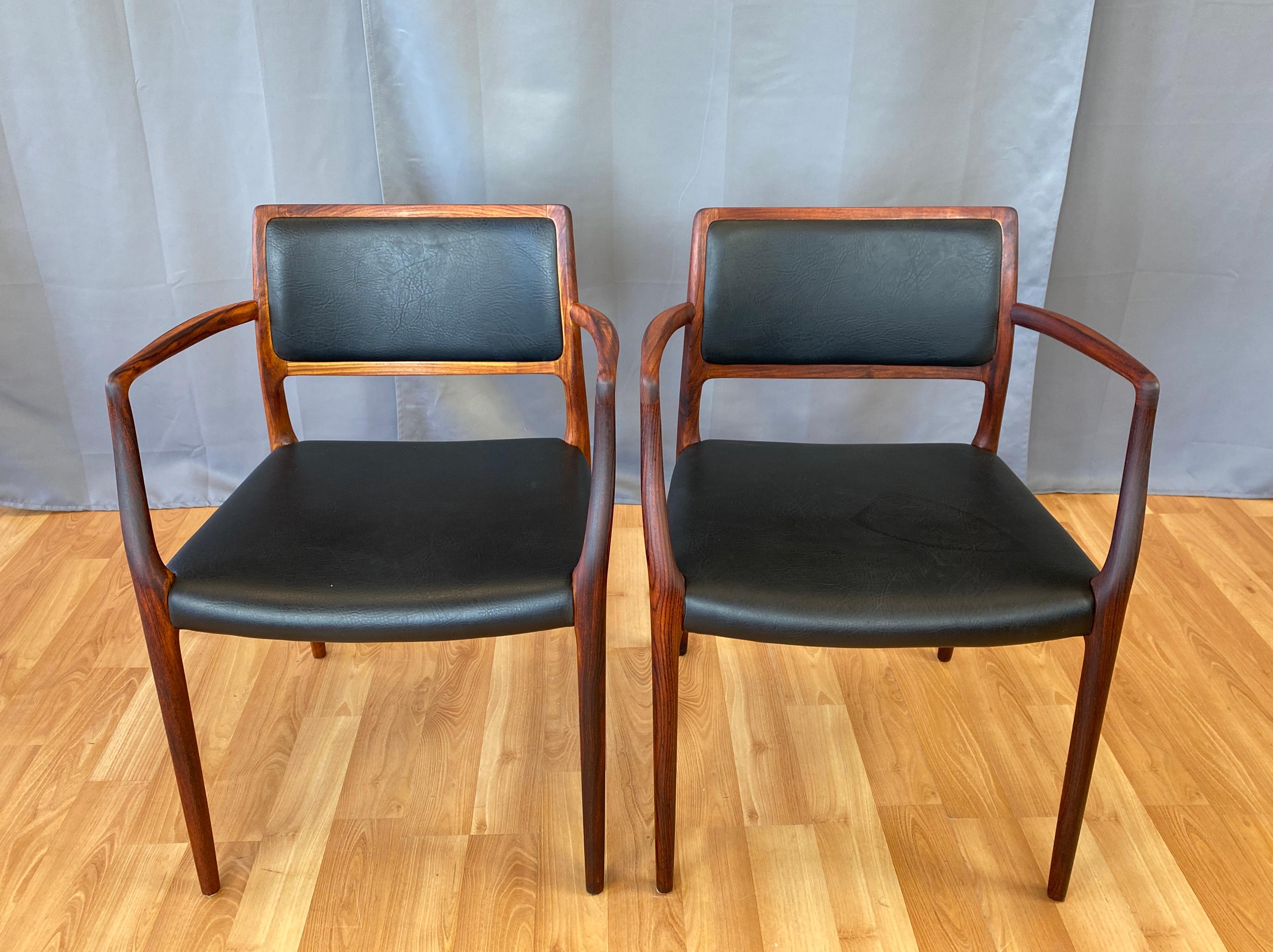 Pair of Niels Otto Møller Model 65 Rosewood Armchairs In Good Condition In San Francisco, CA