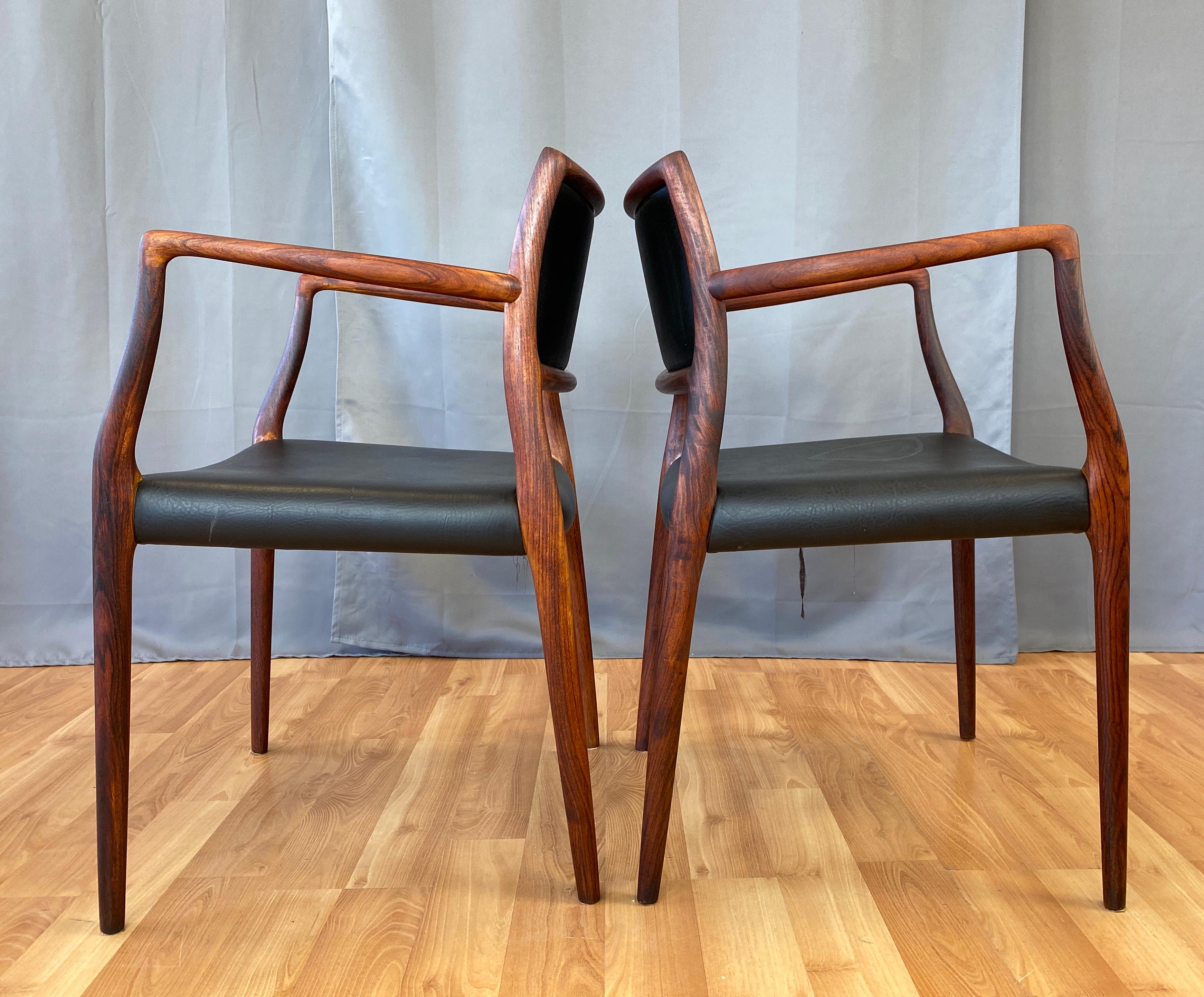 Mid-20th Century Pair of Niels Otto Møller Model 65 Rosewood Armchairs