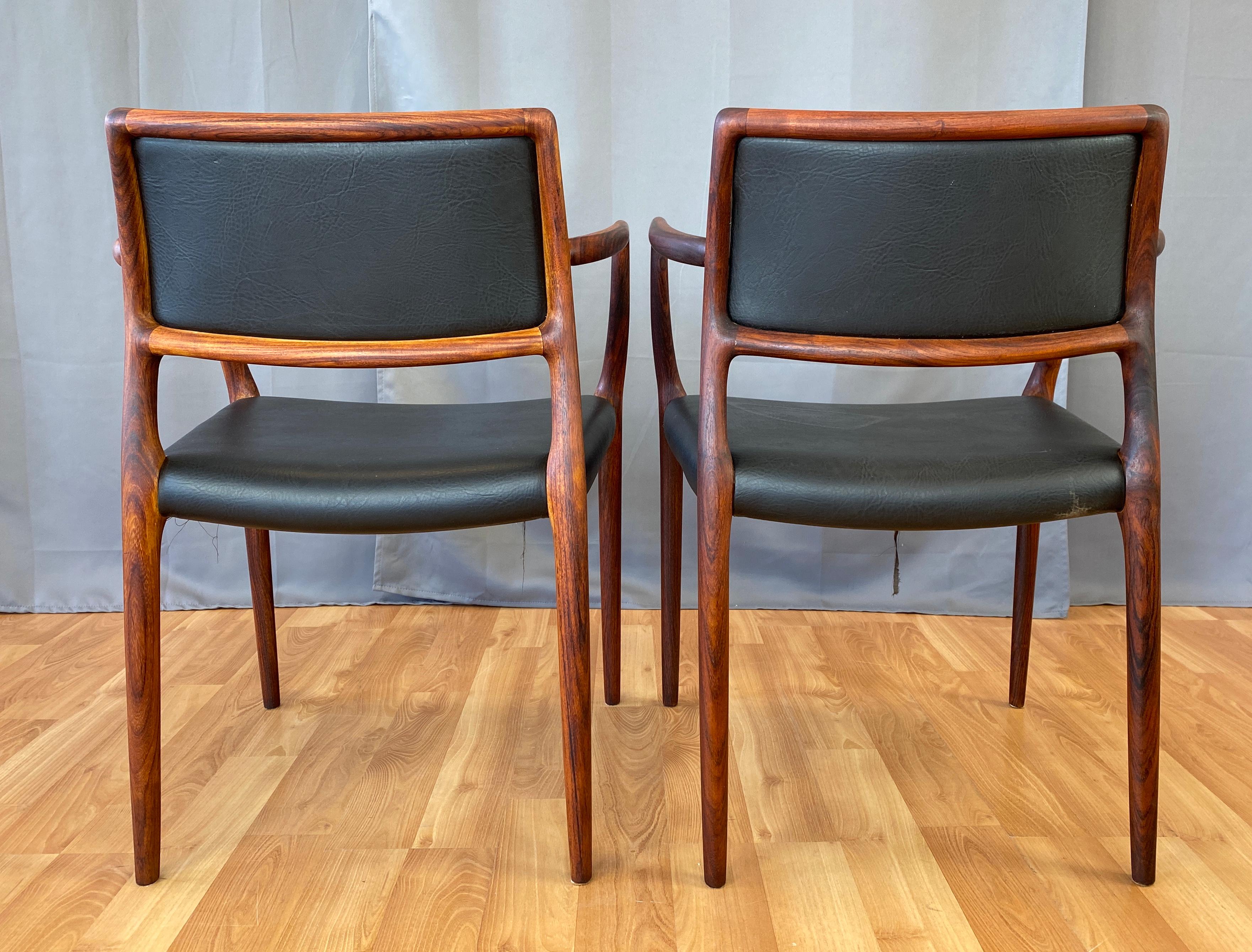 Fabric Pair of Niels Otto Møller Model 65 Rosewood Armchairs