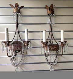 Coppia Niermann Weeks 'Neapolitan' Cristallo e Metallo Rame Applique a due luci