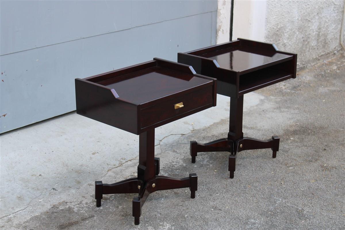 Pair of Nightstand Italian Design Sormani Claudio Salocchi Mahogany, 1960s In Good Condition In Palermo, Sicily